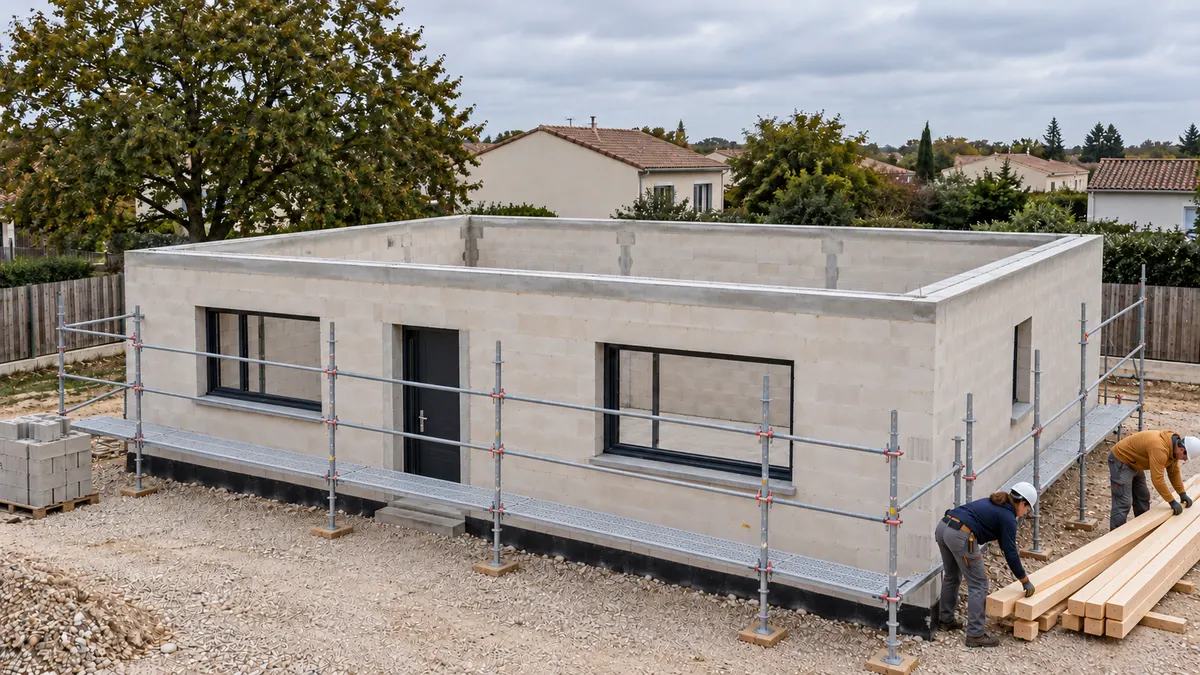 Étape 2 : Installer le chantier de charpente : les points clés — illustration générée
