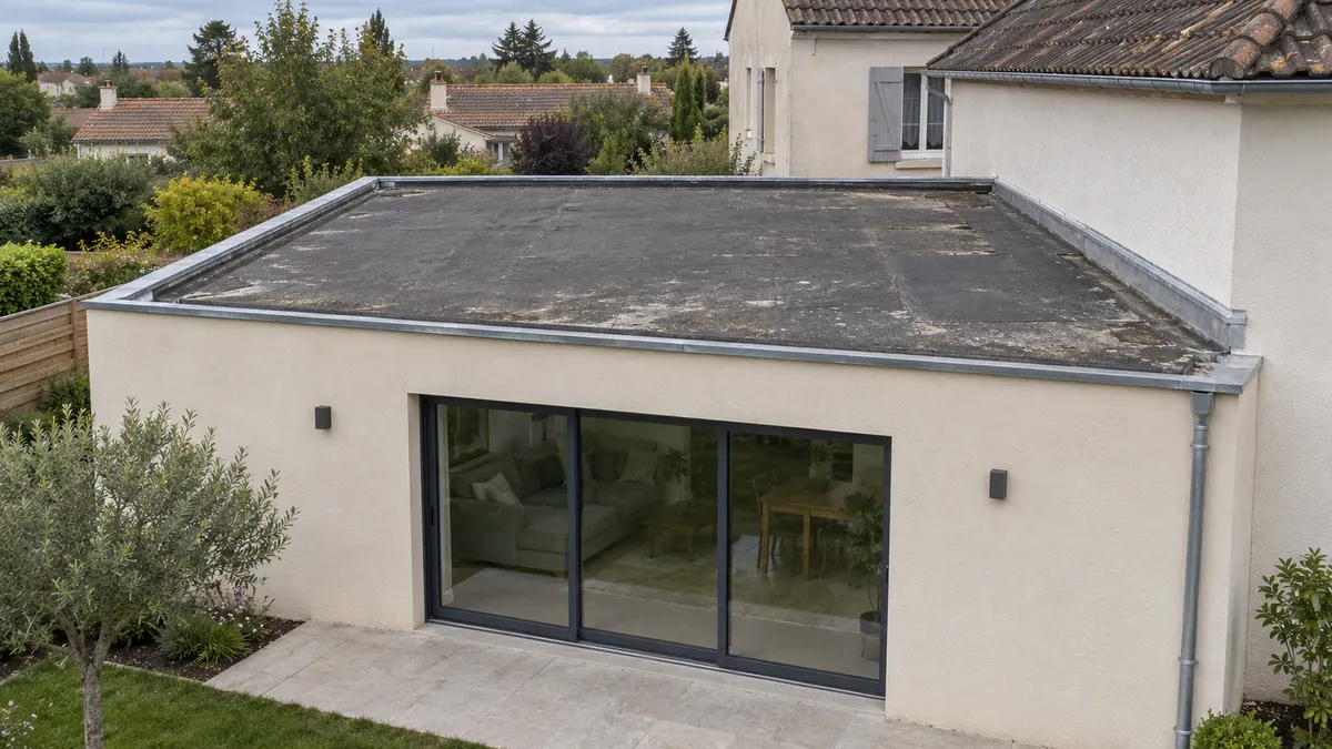 Avant : Réfection de l’étanchéité d’un toit-terrasse, état initial illustré