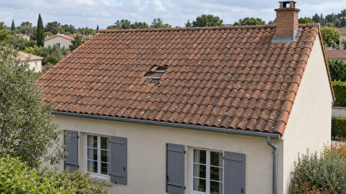 Avant : Réparation localisée de toiture, état initial illustré